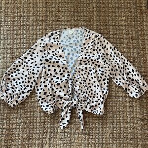 Cropped Satin Blouse with tie